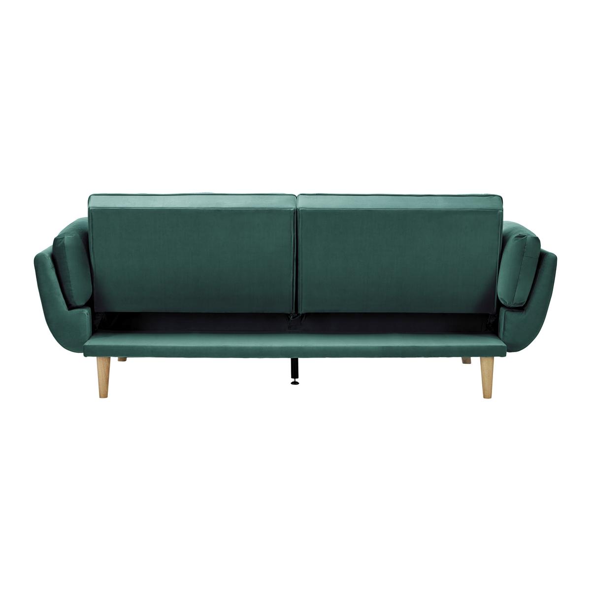 Rozkládací pohovka CORA, zelený samet, max. 360 kg - zelená/přírodní barvy, Moderní, dřevo/textil (214/92/81cm) - Bessagi Home