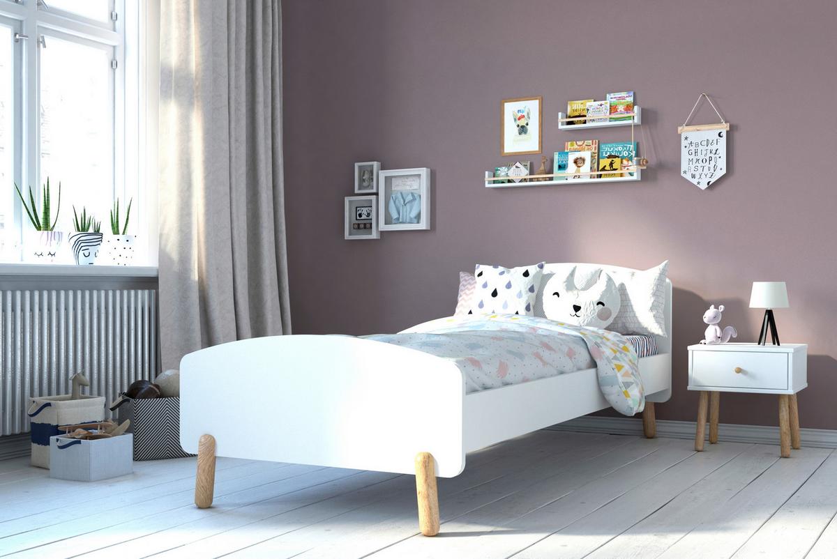 BETT Naturfarben/Weiß 90x200cm - Weiß/Naturfarben, Design, Holz/Holzwerkstoff (90/200cm) - Livetastic