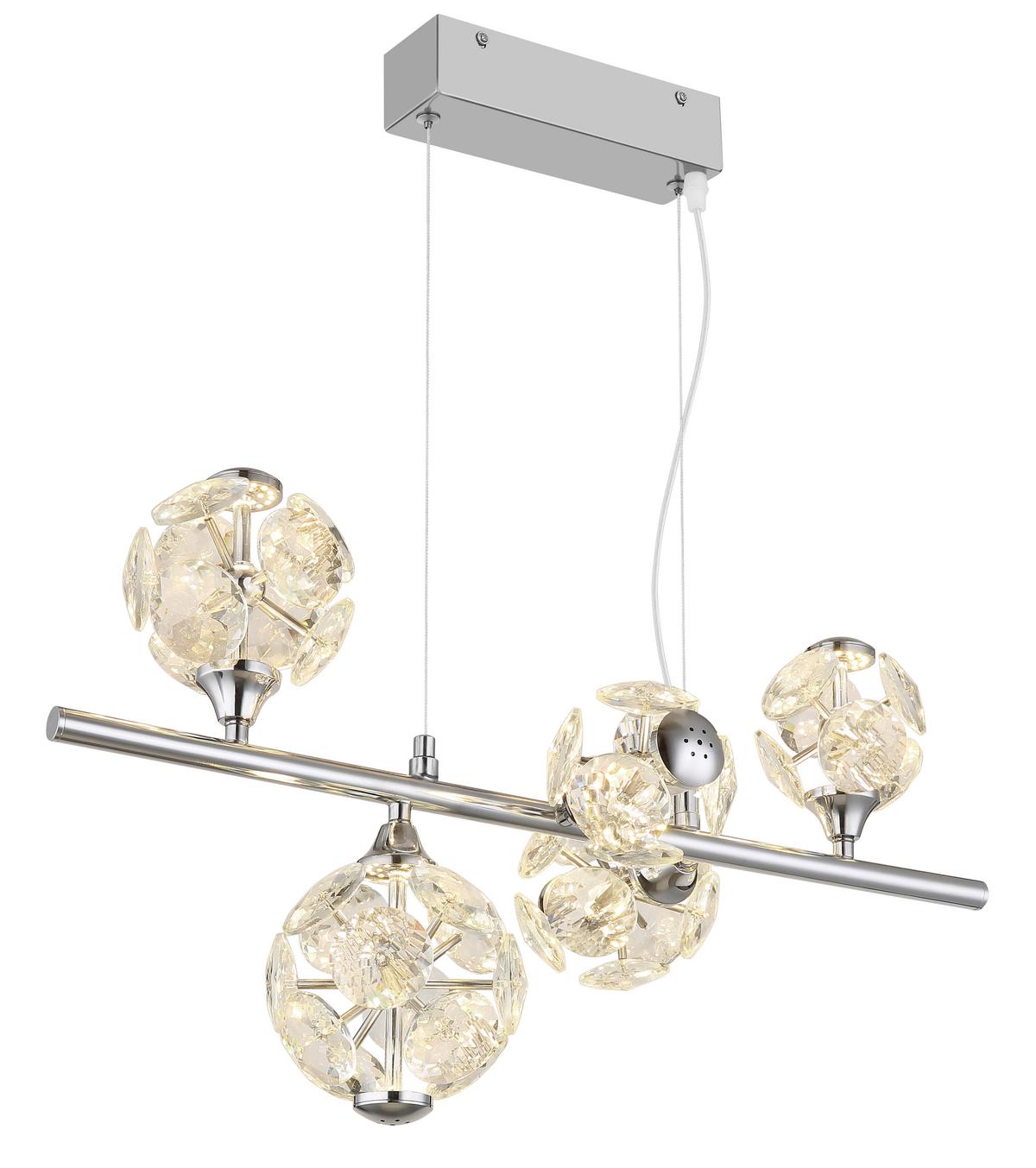 LED-Hängeleuchte Virina Klar Chromfarben L: 50 cm - Klar/Chromfarben, KONVENTIONELL, Glas/Metall (50/30/120cm) - Globo