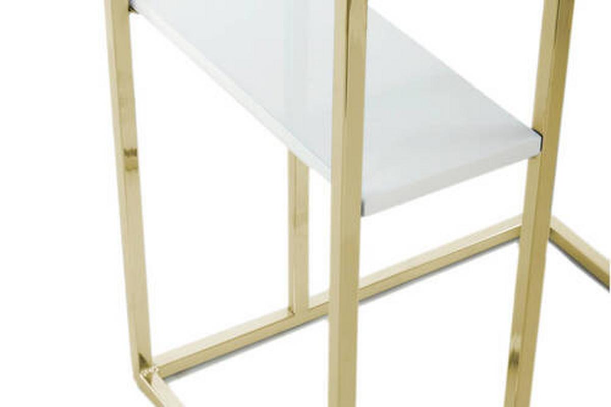 Beistelltisch Mit Ablagefach Lucilla, Weiß/gold - Goldfarben/Weiß, MODERN, Metall (48/35/62cm) - Kayoom