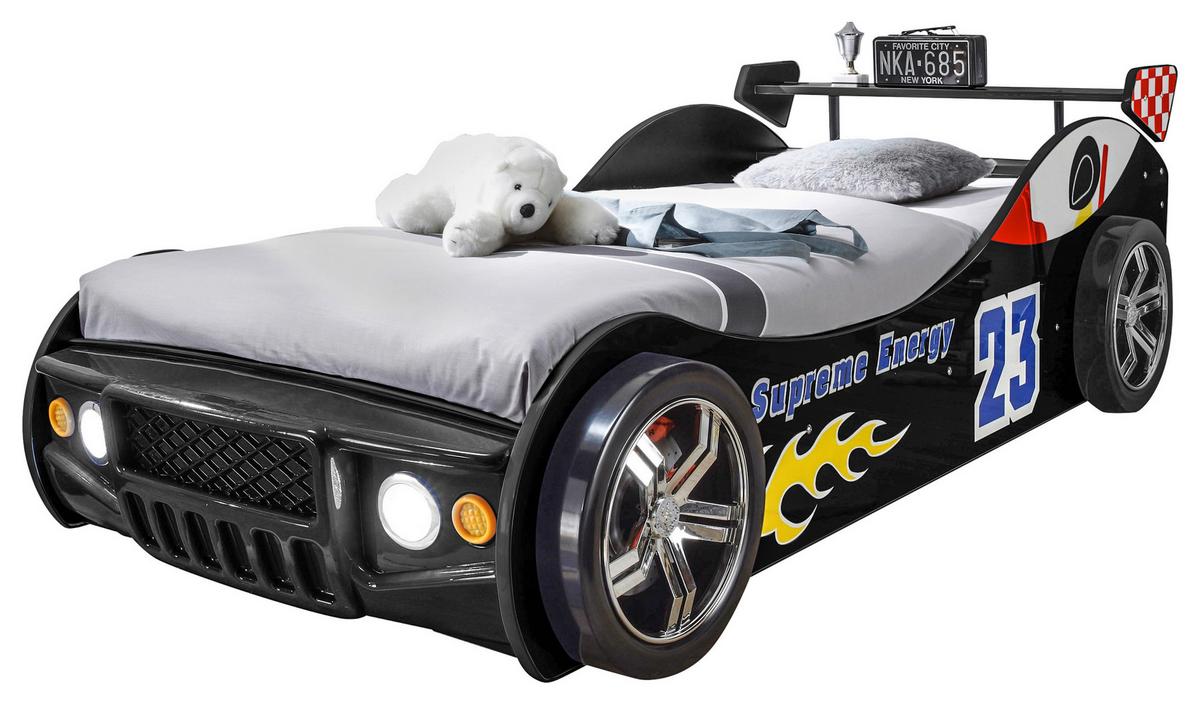 Autobett Energy Rennwagen 90x200 Schwarz mit Beleuchtung - Schwarz, KONVENTIONELL, Holzwerkstoff (90/200cm) - MID.YOU