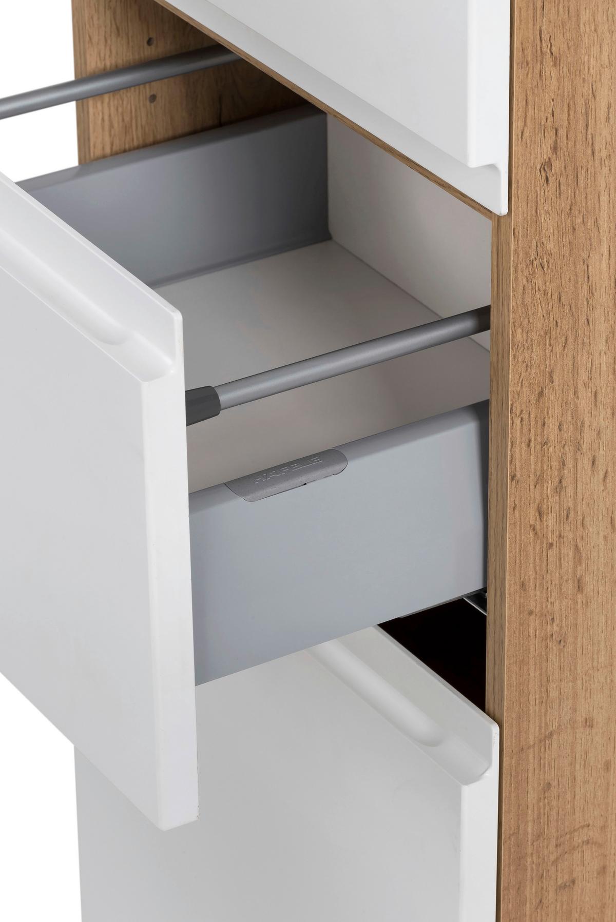 Midischrank Bad Varese B: 40 cm Weiß/Wotaneiche Dekor - Eiche Wotan/Weiß, MODERN, Holzwerkstoff (40/130/35cm) - Held