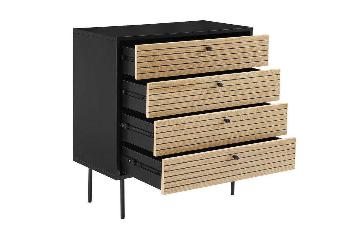 Kommode Schwarz, Eichefarben B: 80cm - Eichefarben/Schwarz, Design, Holz/Holzwerkstoff (80/85/40cm) - Livetastic