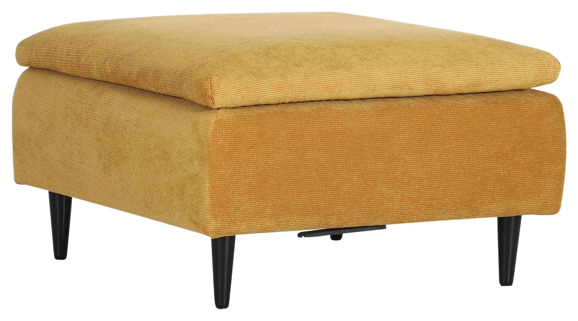 HOCKER Fynn, Senfgelb B: 75 cm - Senfgelb/Schwarz, KONVENTIONELL, Textil (75/45/75cm) - MID.YOU
