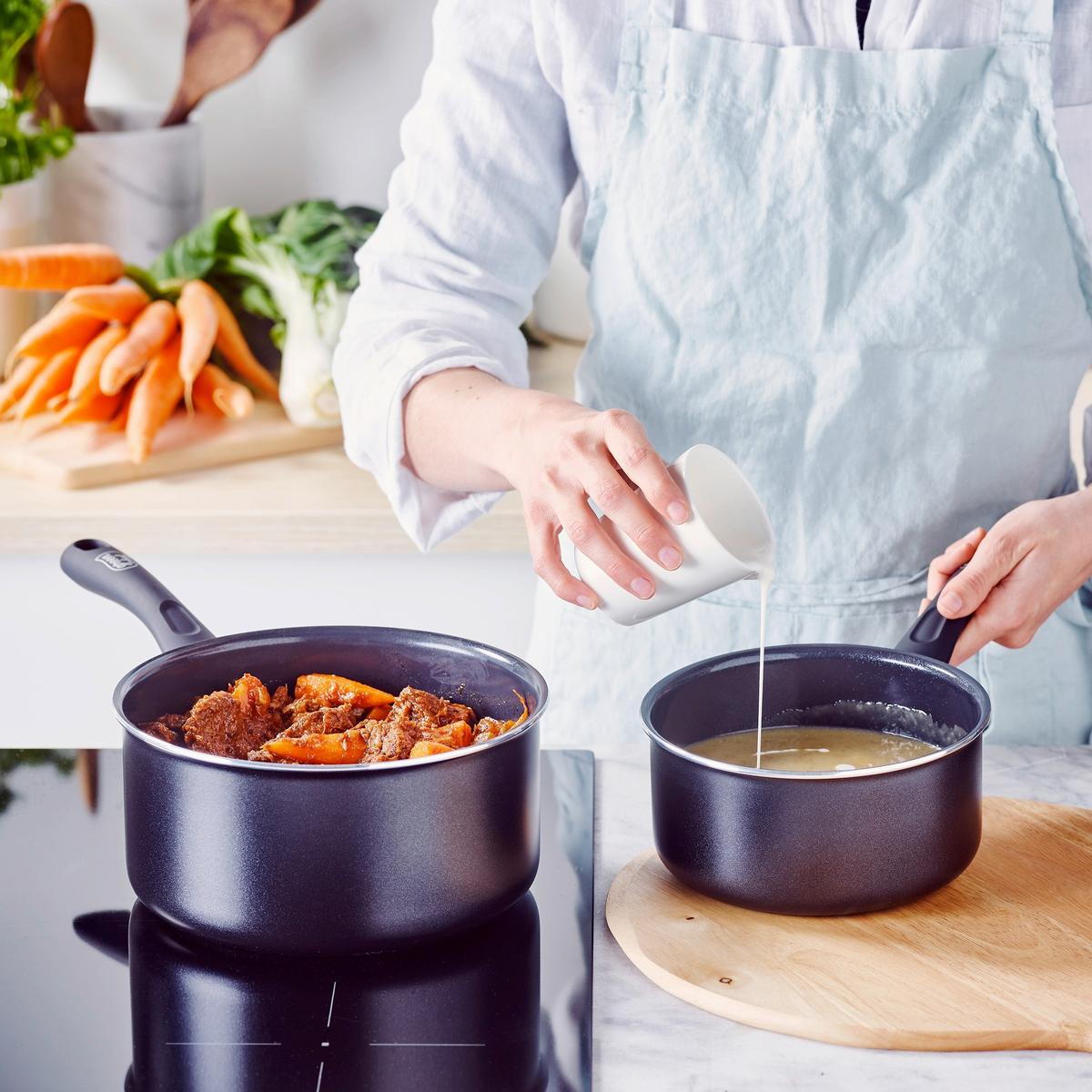 Kochtopfset Savory Schwarz - Schwarz, Basics, Glas/Metall - GreenChef