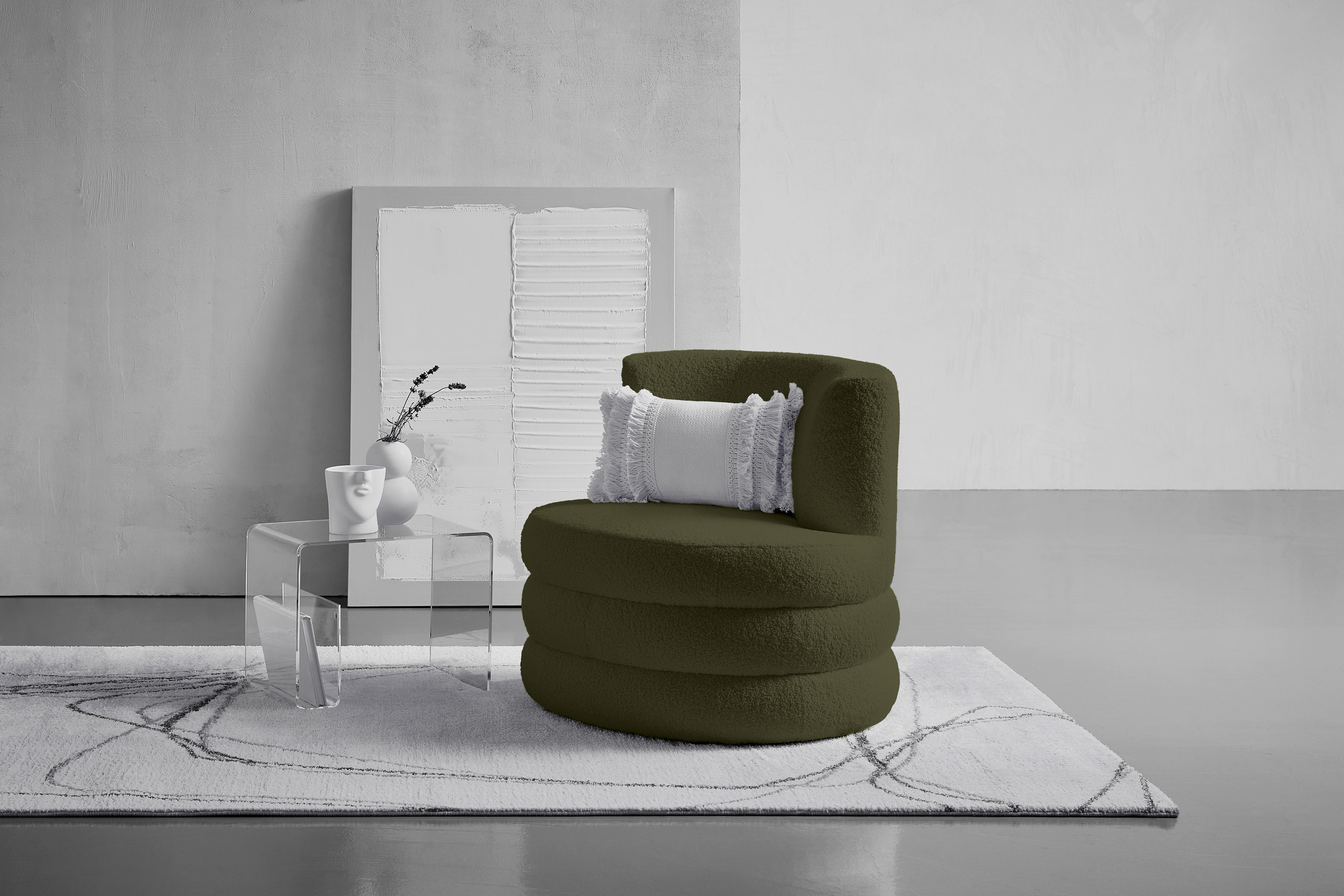 Designsessel Magari - Edelstahlfarben/Olivgrün, Trend, Textil (90/82/85cm) - Livetastic