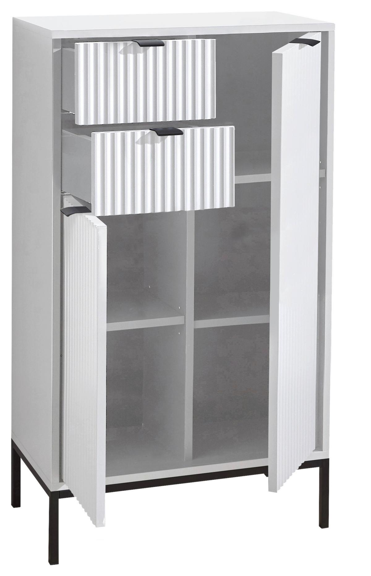 Vysoká komoda LUCERA biela matná - biela/antracitová, Modern, kov/plast (60/106/32cm) - MID.YOU
