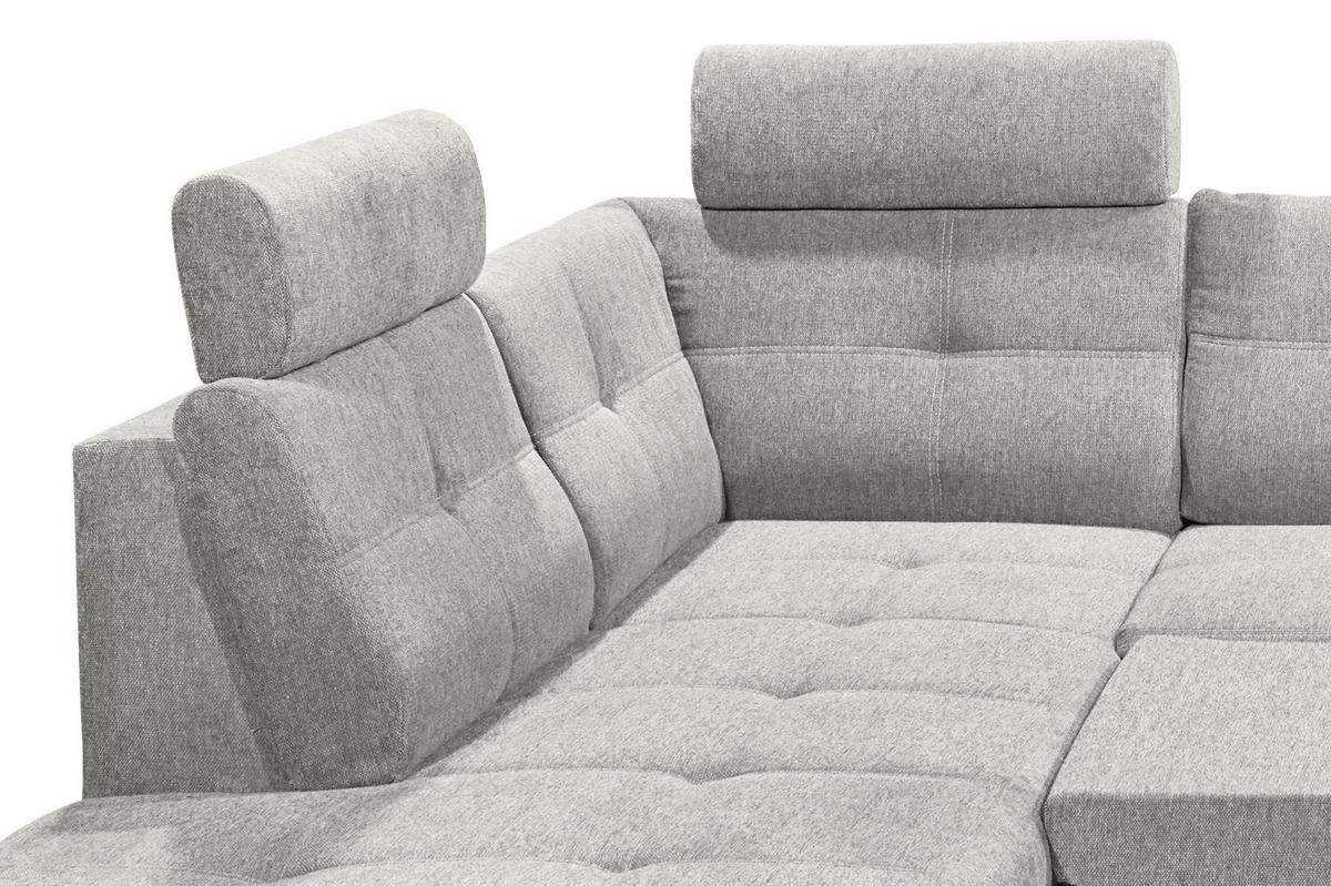 Sedací souprava ALBA U, levá, stříbrná, úl.prostor, lůžko - barvy stříbra, Moderní, textil/plast (233/349/177cm) - MID.YOU