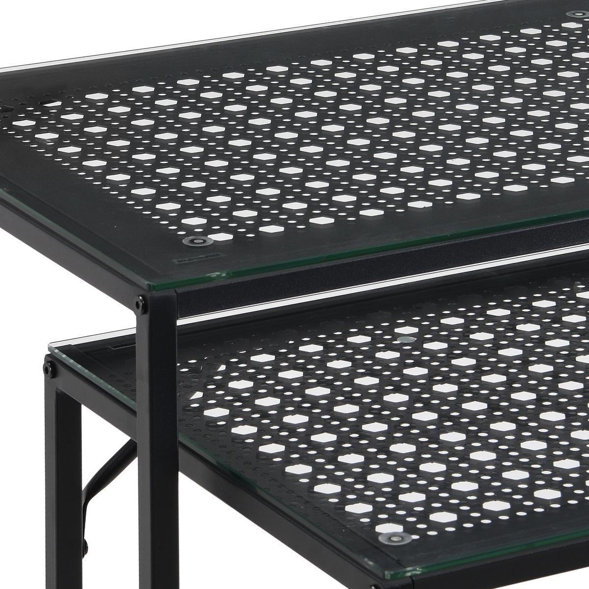 BEISTELLTISCHSET Schwarz B: 100 cm - Schwarz, Design, Glas/Metall (100/40/77cm) - MID.YOU