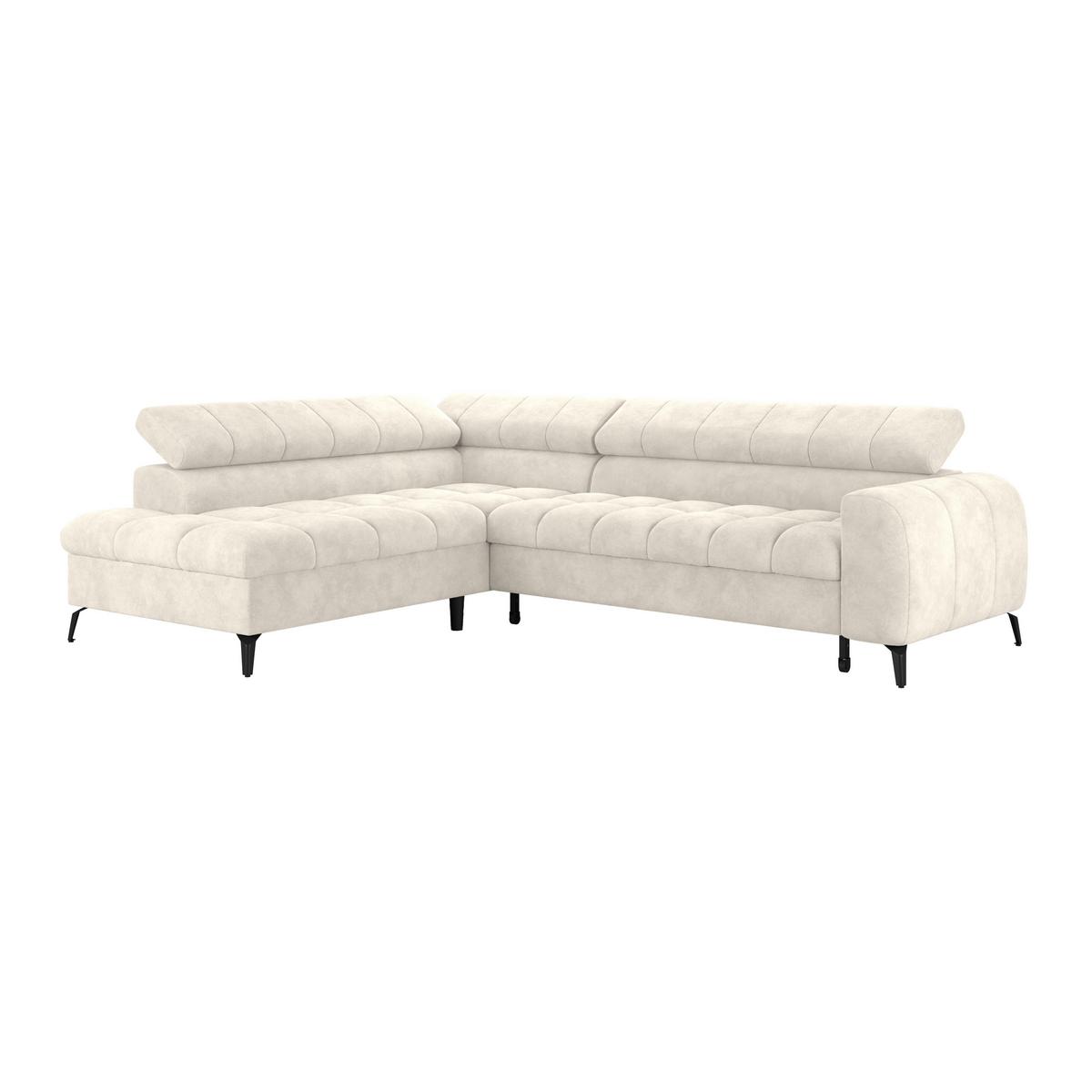 Ecksofa mit Schlaffunktion & Bettkasten Volf Cremefarben - Creme/Schwarz, Trend, Kunststoff/Textil (203/261cm)