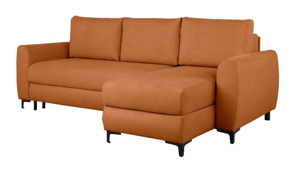 Ecksofa Moli, Rostfarben S: 236x148 cm - Rostfarben/Schwarz, Design, Textil (236/148cm) - MID.YOU