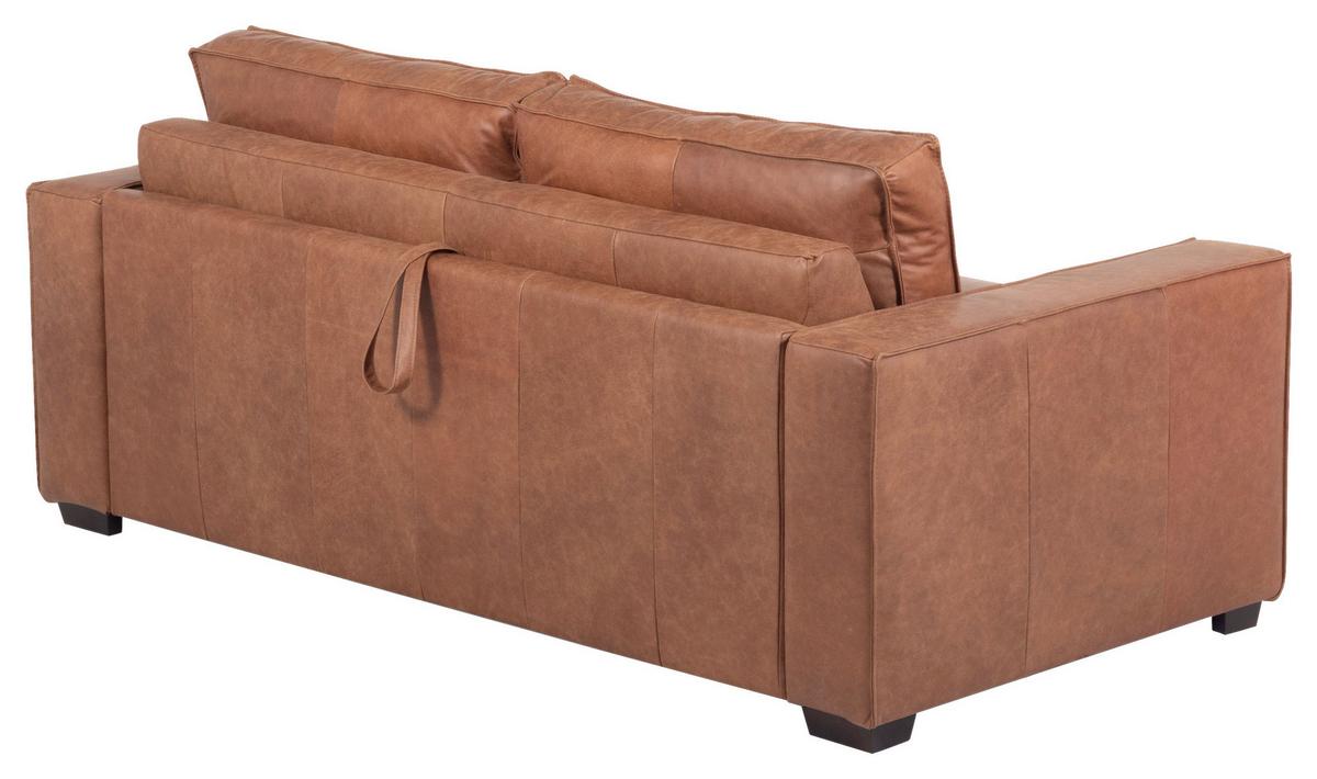Schlafsofa Texas Cognac Anilinleder, B: 203 Cm - Cognac/Dunkelbraun, Design, Leder (203/85/99cm) - MID.YOU