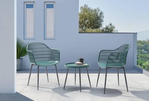 SADA NA BALKON MARIELLA - černá/zelená, Moderní, kov/plast (53/85/63cm) - Modern Living