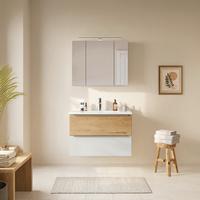 Badezimmer Verona Weiß/Wildeiche 2-teilig - Wildeiche/Weiß, Trend, Glas/Holzwerkstoff (80/200/47cm) - Held