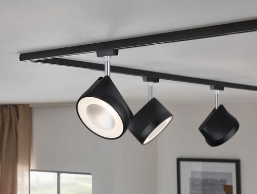 Schienensystem Urail Strahler 96924 Schwarz Matt, Warmweiß - Chromfarben/Schwarz, Design, Metall (12,3/19,1/7,8cm) - Paulmann