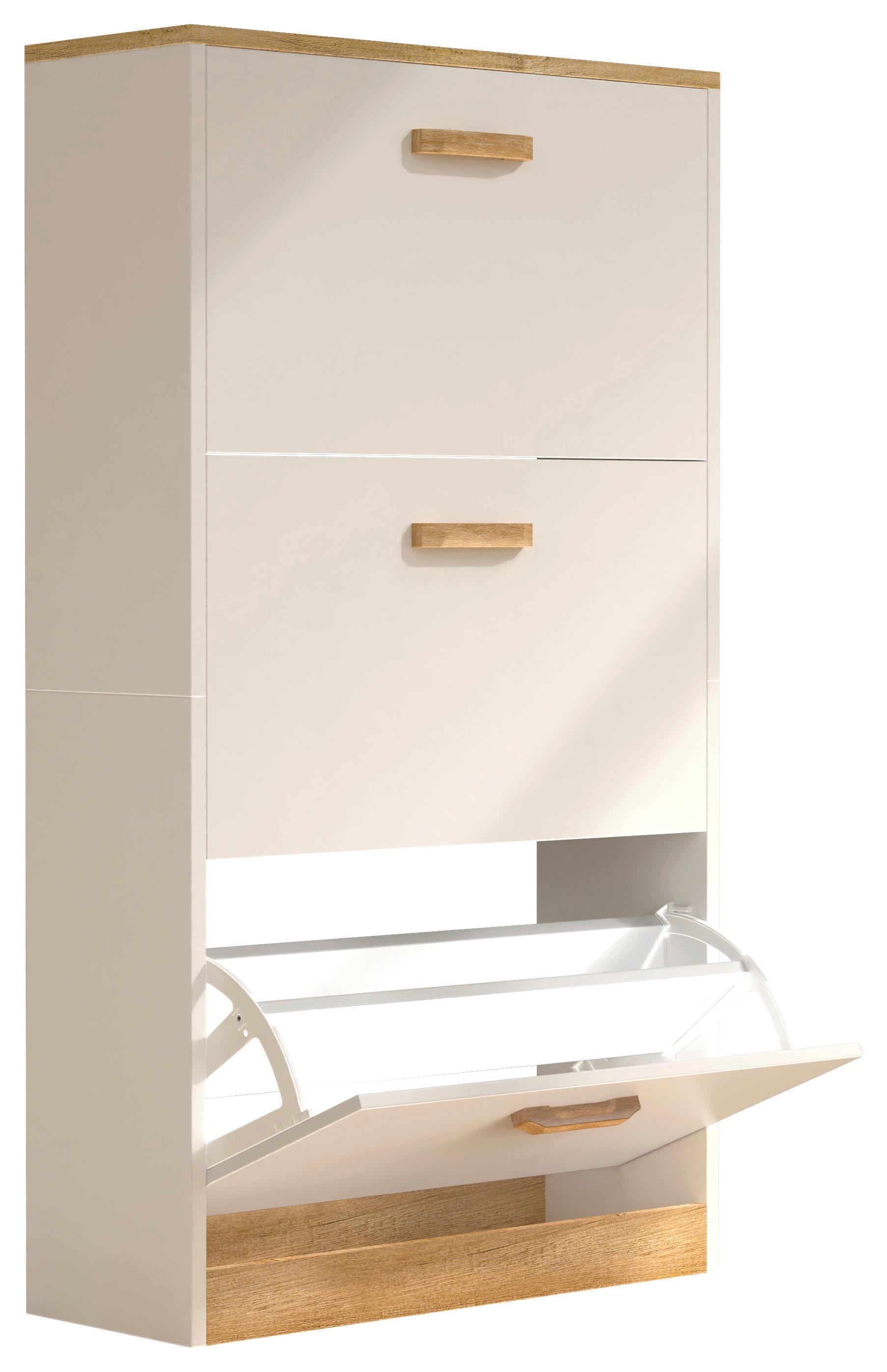 Schuhschrank Halom Weiß/honigeiche - Honigeiche/Weiß, LIFESTYLE, Holzwerkstoff (59/105/22cm) - MID.YOU