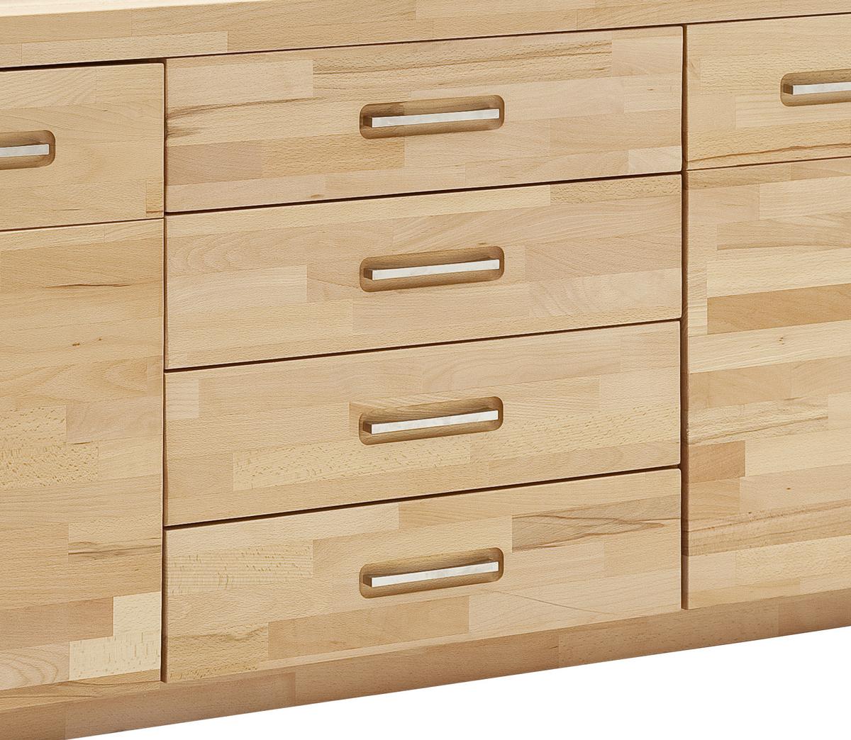 Sideboard Massiv B: 163 cm Fenja, Kernbuche - Buchefarben, Design, Holz (163/78/40cm) - MID.YOU