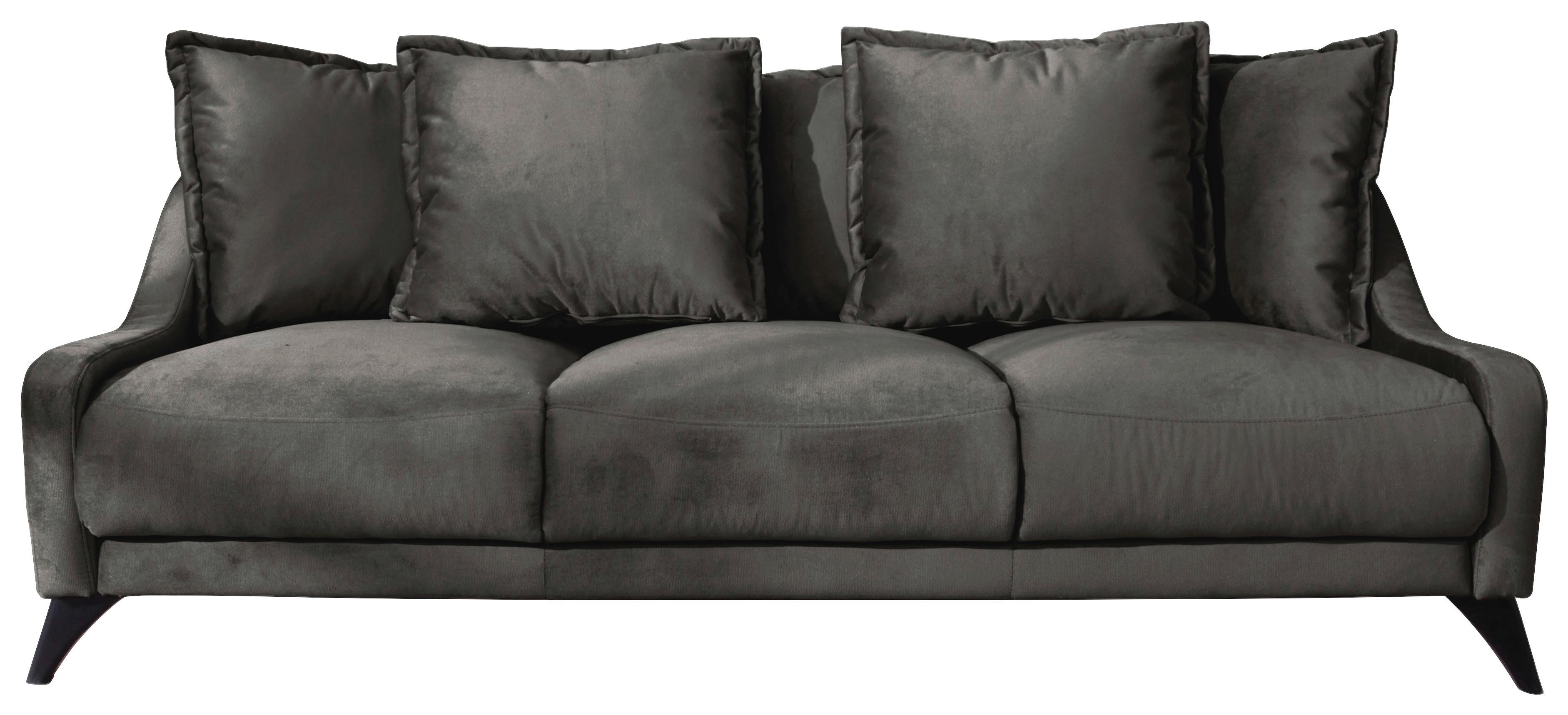 Dreisitzer-Sofa mit Kissen Royal Rose, Veloursbezug - Dunkelgrau/Schwarz, Basics, Textil (200/90/95cm) - MID.YOU