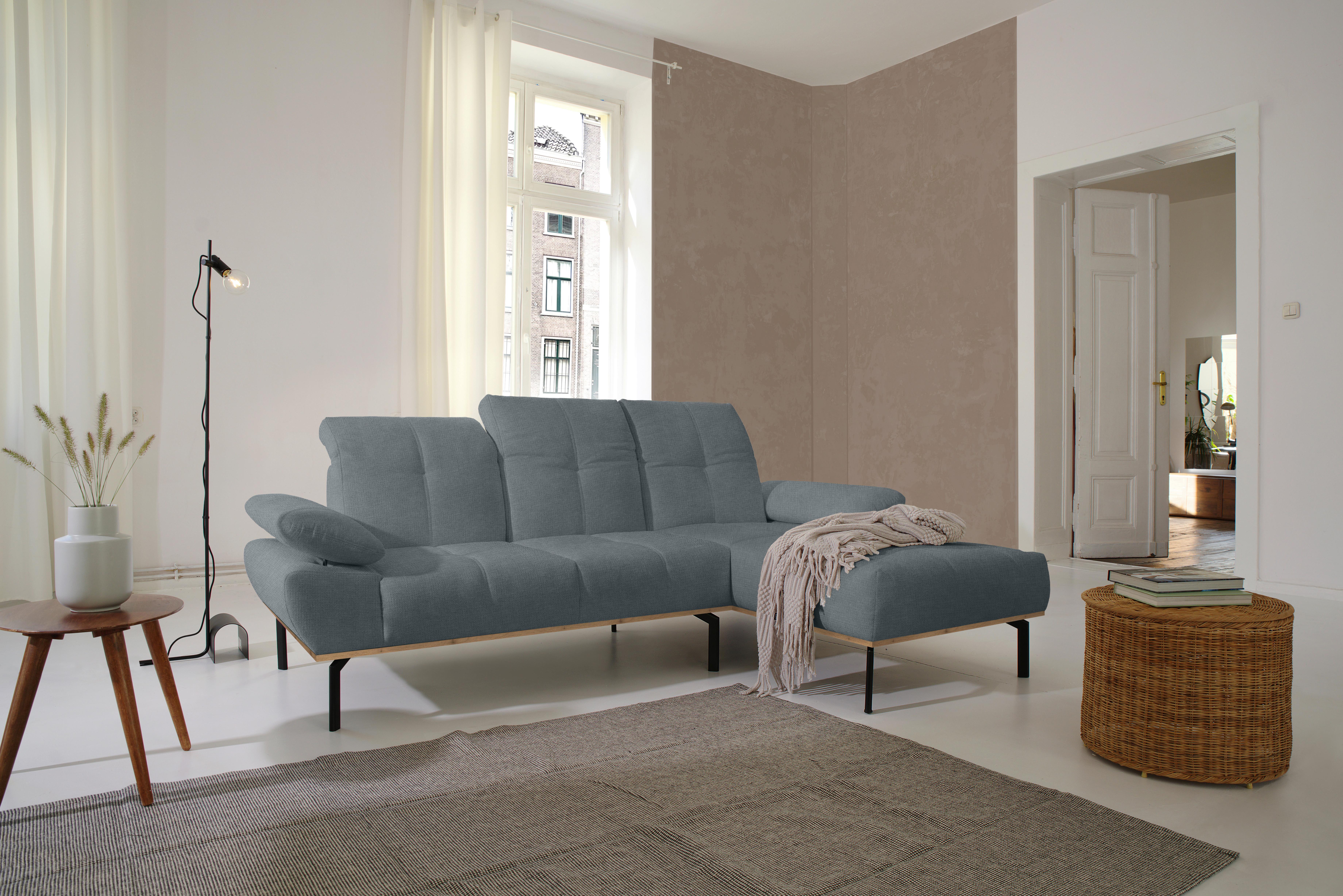 Ecksofa Grau S: 242x170 cm - Wildeiche/Schwarz, Design, Holz/Textil (242/170cm) - MID.YOU