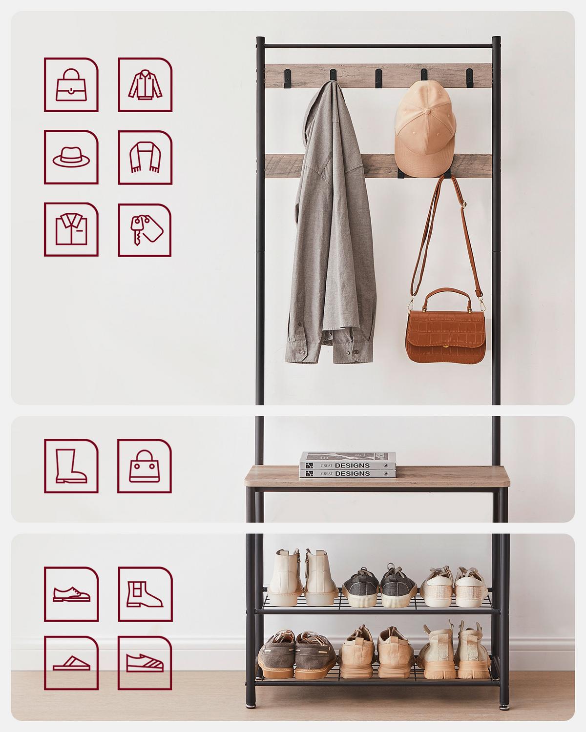 ŠATNA GRAU - šedá/černá, Trend, kov/kompozitní dřevo (70/175/32cm) - Boxxx