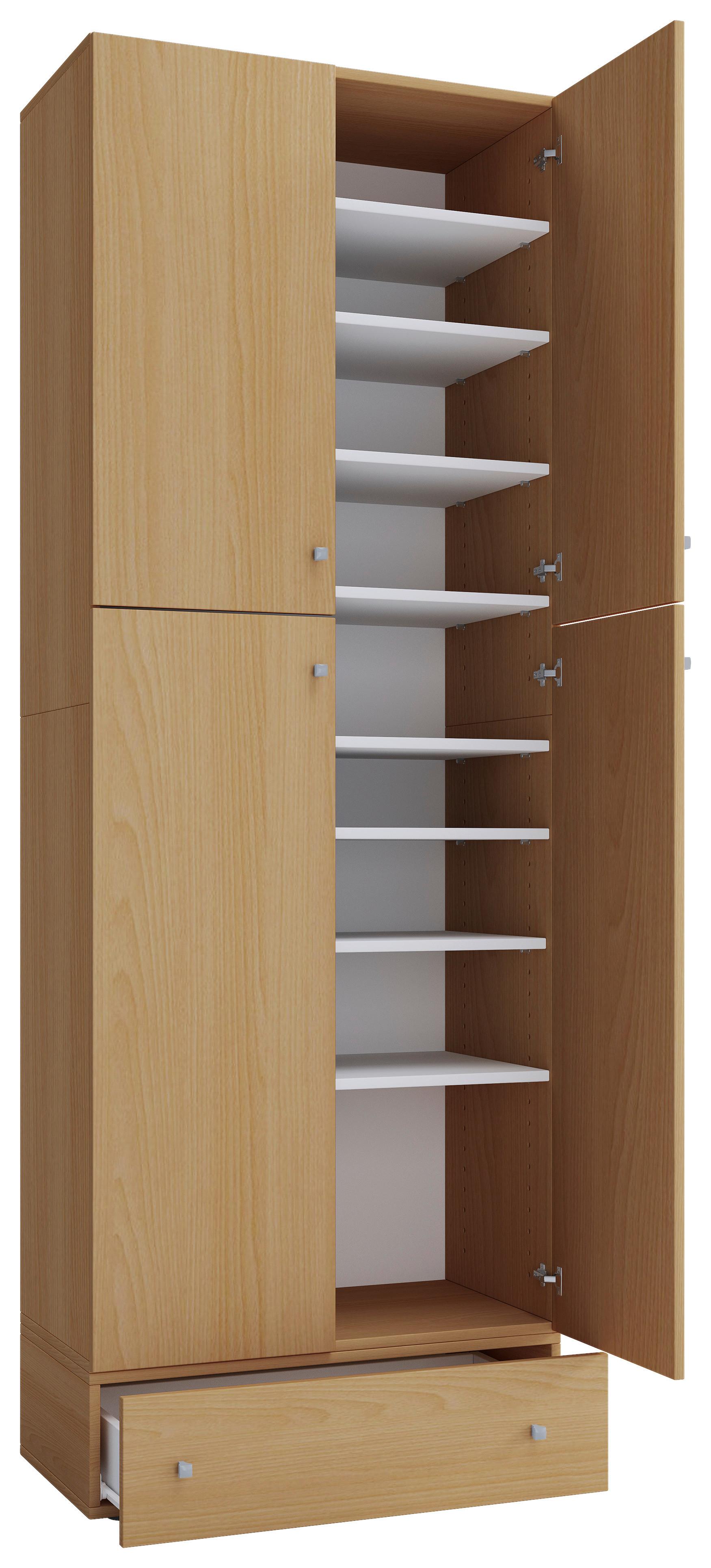 Schuhschrank Lona Xxl Buche Dekor B: 70 Cm - Buchefarben/Schwarz, MODERN, Holzwerkstoff (70/200/39cm) - MID.YOU