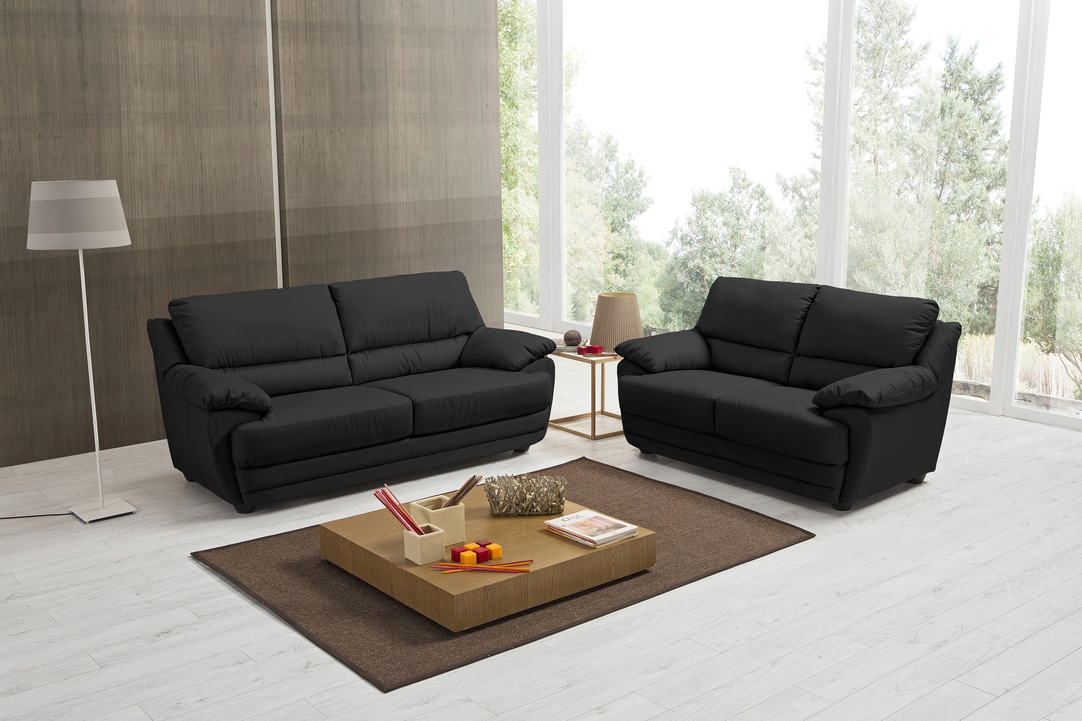 2-sitzer-sofa Nebolo Schwarz Lederlook - Schwarz, Design, Textil (209/97/100cm) - Livetastic