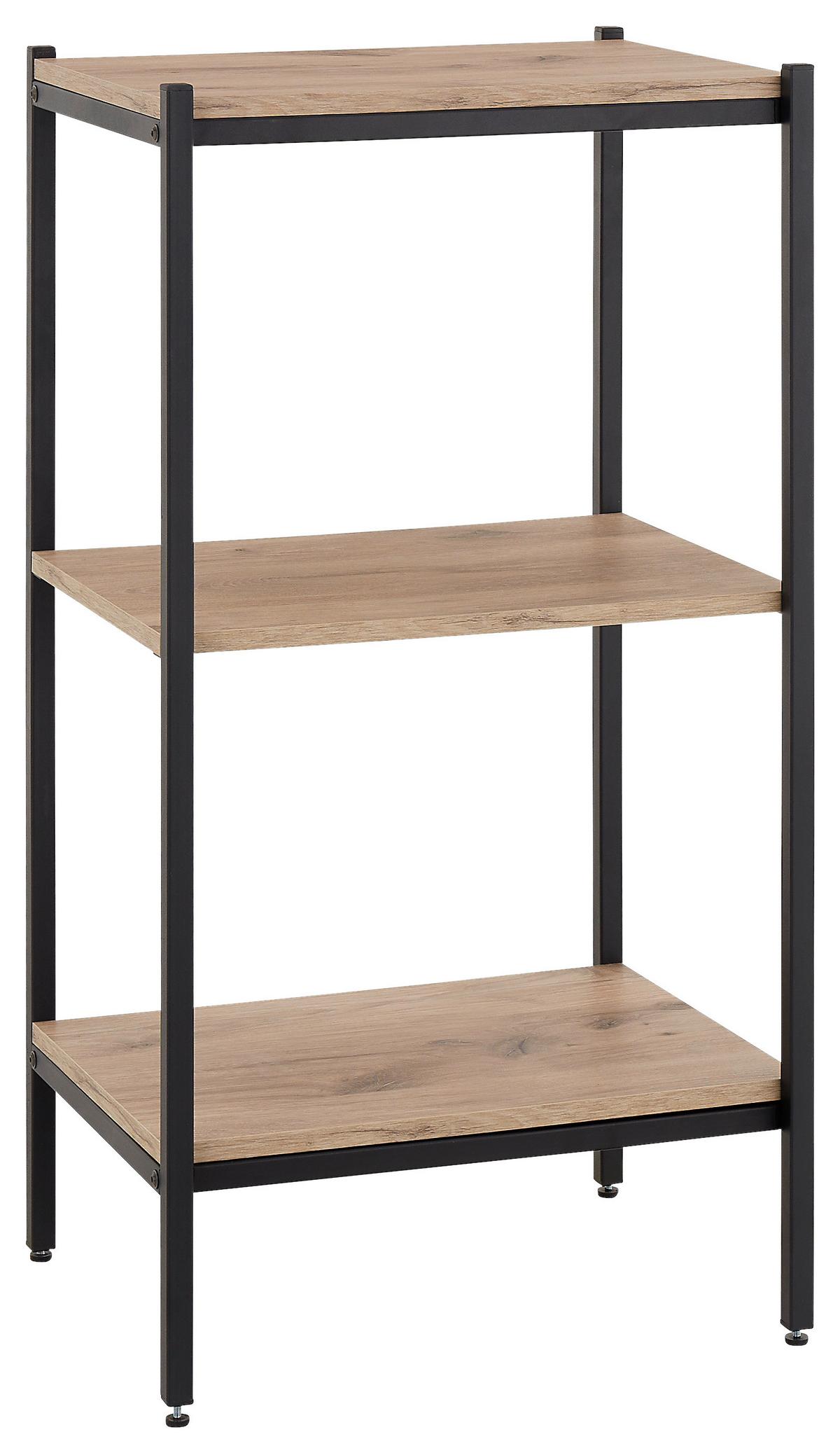 REGÁL RACK - čierna/farba duba, Basics, kov/kompozitné drevo (50/95/40cm) - P & B