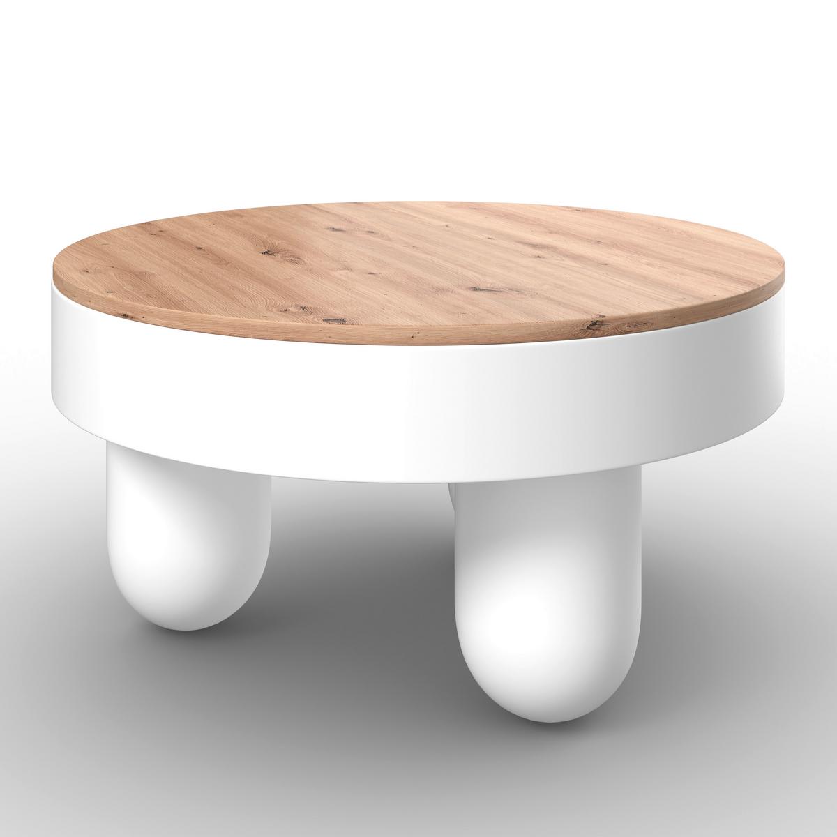 KONFERENČNÝ STOLÍK GABRIELLE - biela/farba duba, Modern, kompozitné drevo (80/80/42cm) - Bessagi Home