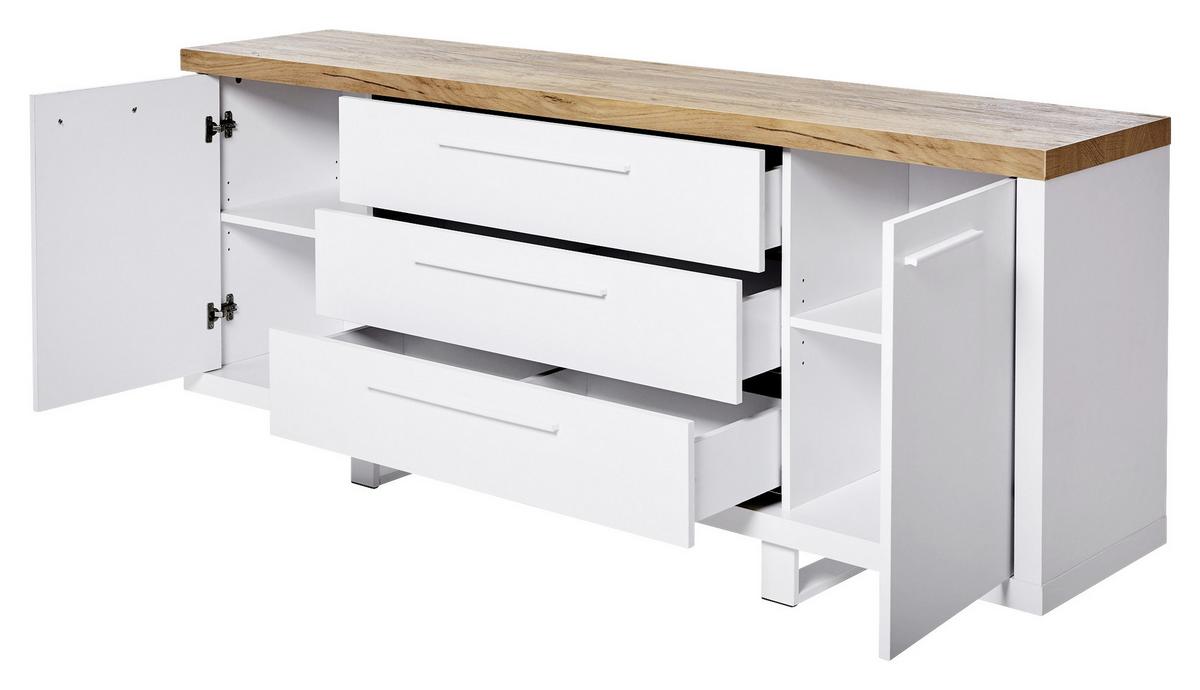 Sideboard 180 cm Scope Sb 180 Weiß Kerneiche Dekor - Eichefarben/Weiß, KONVENTIONELL, Holzwerkstoff (180/75/39,50cm) - Livetastic