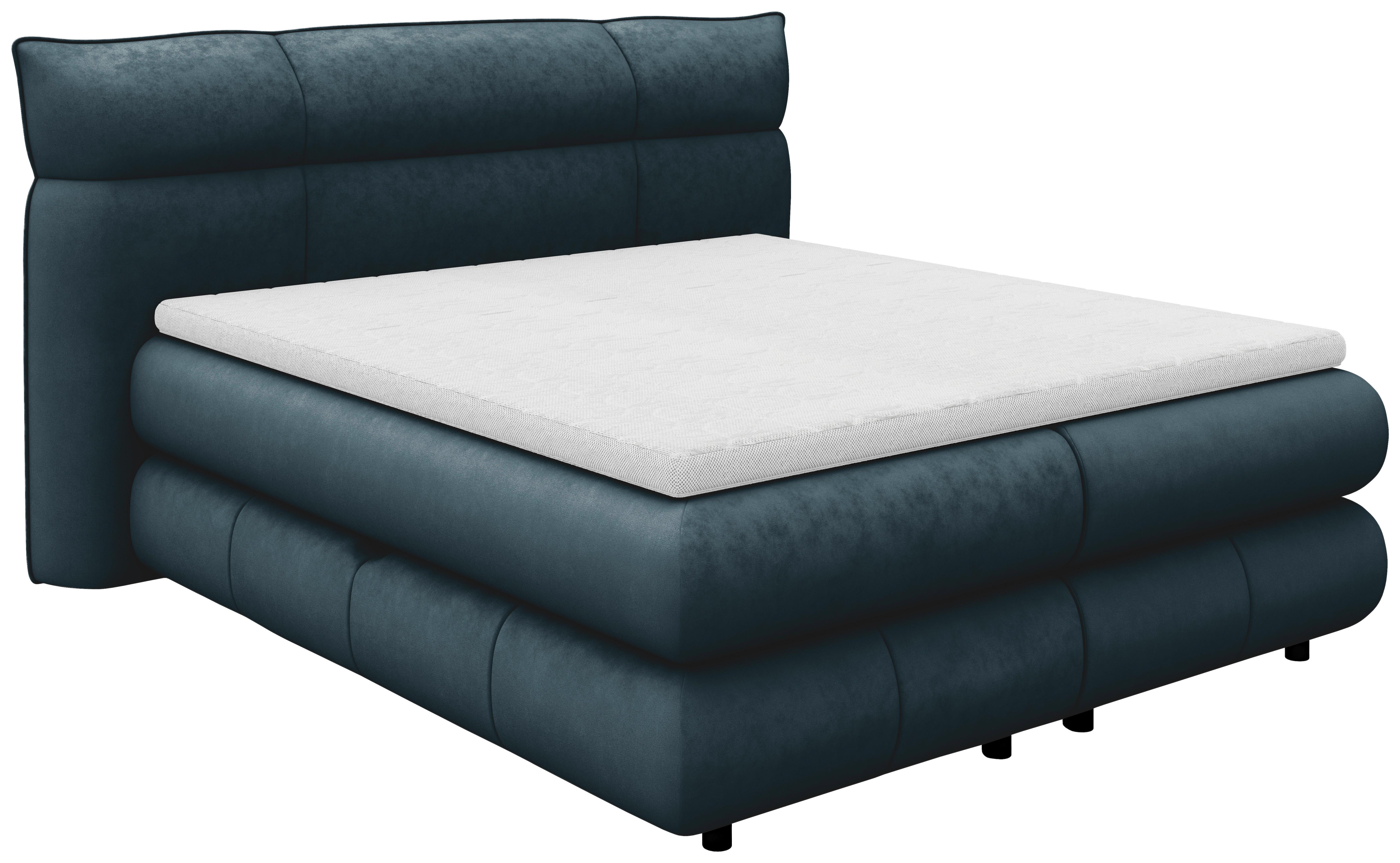 Boxspringbett Carmelo Blaugrün 180x200 cm - Schwarz/Grün, Trend, Textil (180/200cm)