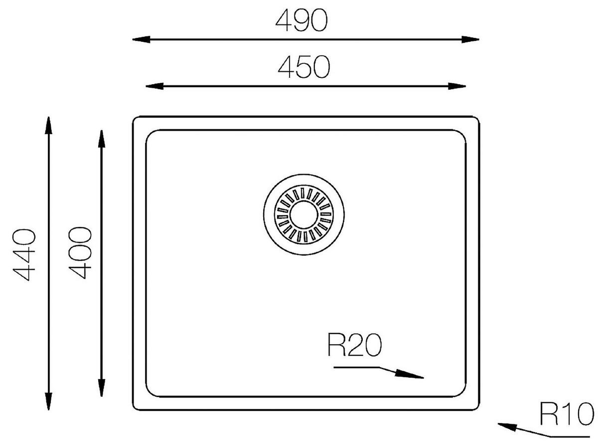 Spüle Respekta Inox Edelstahl Bxt: 49x44 cm - Edelstahlfarben, Trend, Metall (49/22,5/44cm) - Respekta