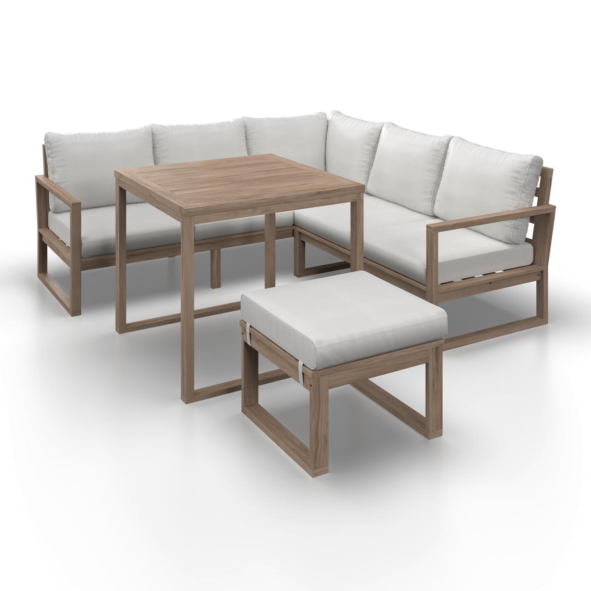 JEDÁLENSKÁ TERASOVÁ SÚPRAVA ANOUK - krémová/sivobiela, Modern, drevo/textil (194/67/71cm) - Bessagi Garden