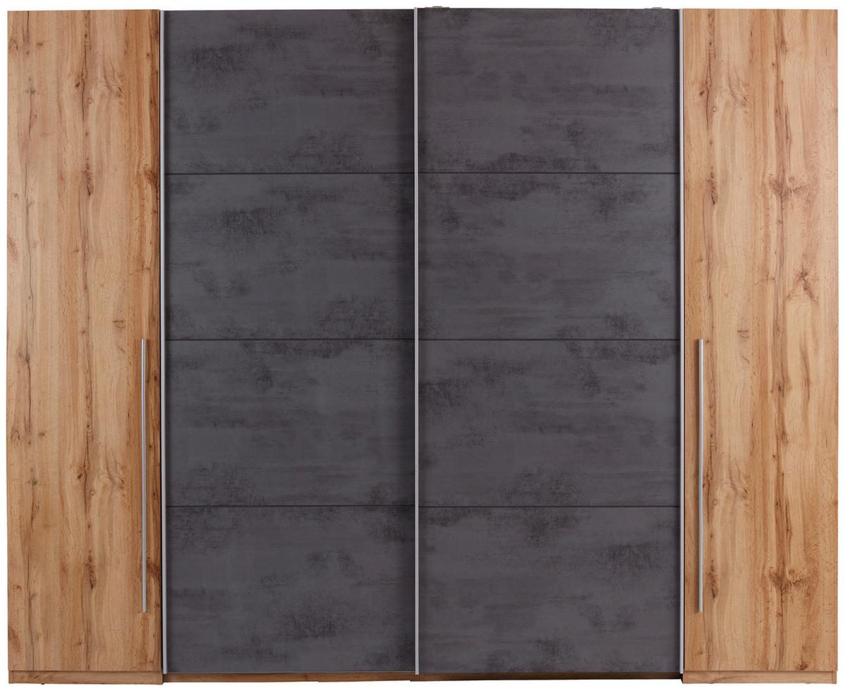 4-dverová šatníková skriňa Tokio - sivá/grafitová, Modern, kov/kompozitné drevo (312/225,5/60,3cm)