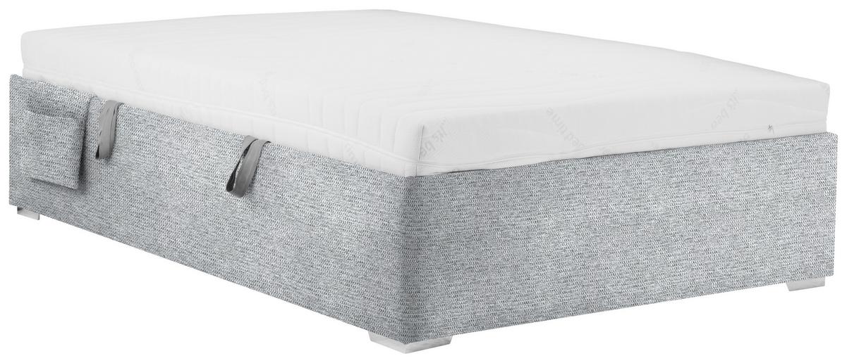 Posteľ Remi s bočnicami 140x200, poťah sivý - sivá/prírodná farba, Konventionell, drevo/textil (140/200cm) - Based