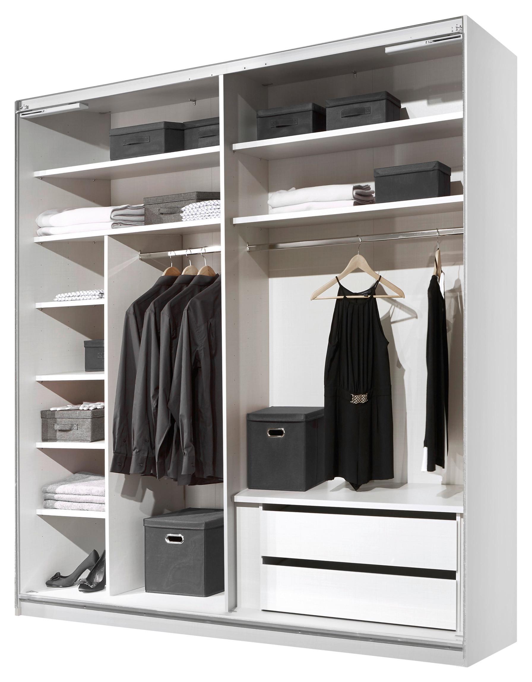 Schwebetürenschrank 225 Cm Includo, Weiß - Weiß, MODERN, Holzwerkstoff (225/222/68cm) - MID.YOU