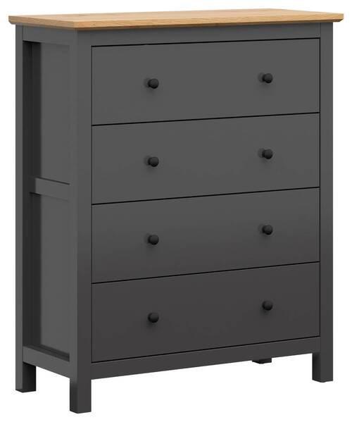 Kommode 101 cm Hesen Chest Of Drawers, Graphitfarben - Graphitfarben/Eiche Artisan, Design, Holzwerkstoff (101/120/44cm)