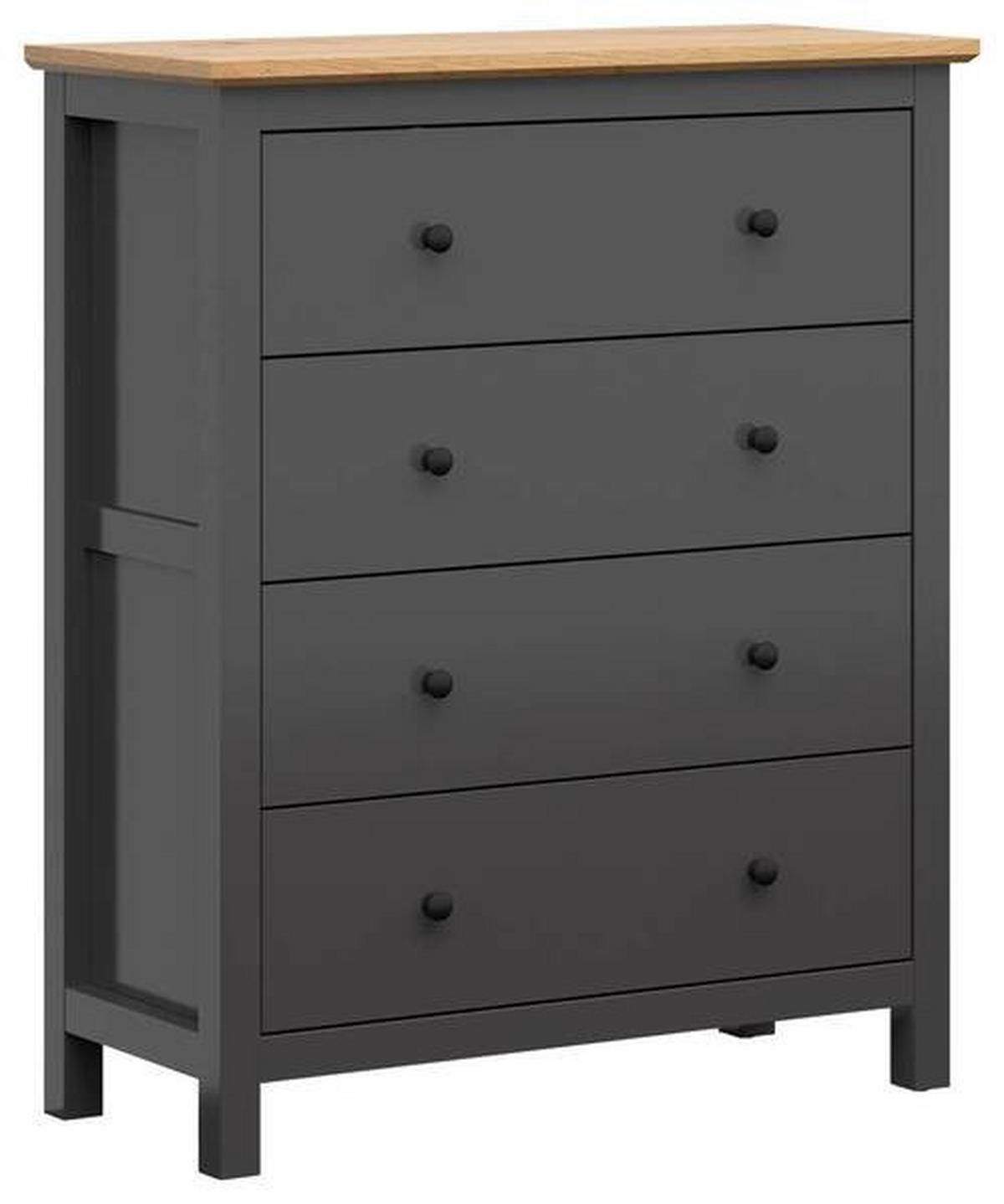 Kommode 101 Cm Hesen Chest Of Drawers, Graphitfarben - Graphitfarben/Eiche Artisan, Design, Holzwerkstoff (101/120/44cm)