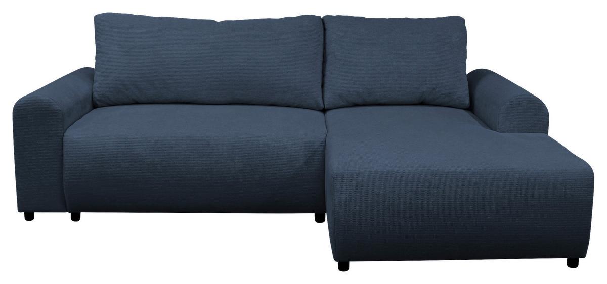 Ecksofa Velo Dunkelblau S: 250x160 cm - Schwarz/Dunkelblau, Design, Textil (250/160cm) - MID.YOU