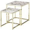 Beistelltisch 2er-Set In Marmoroptik, Weiß/Gold - Goldfarben/Weiß, KONVENTIONELL, Holzwerkstoff/Metall (45/45/50cm) - MID.YOU