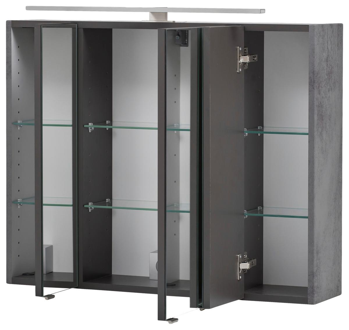 Bademöbel-Set Stockholm B: 110 cm Weiß/Grau - Weiß/Grau, KONVENTIONELL, Glas/Holzwerkstoff (110cm) - Held