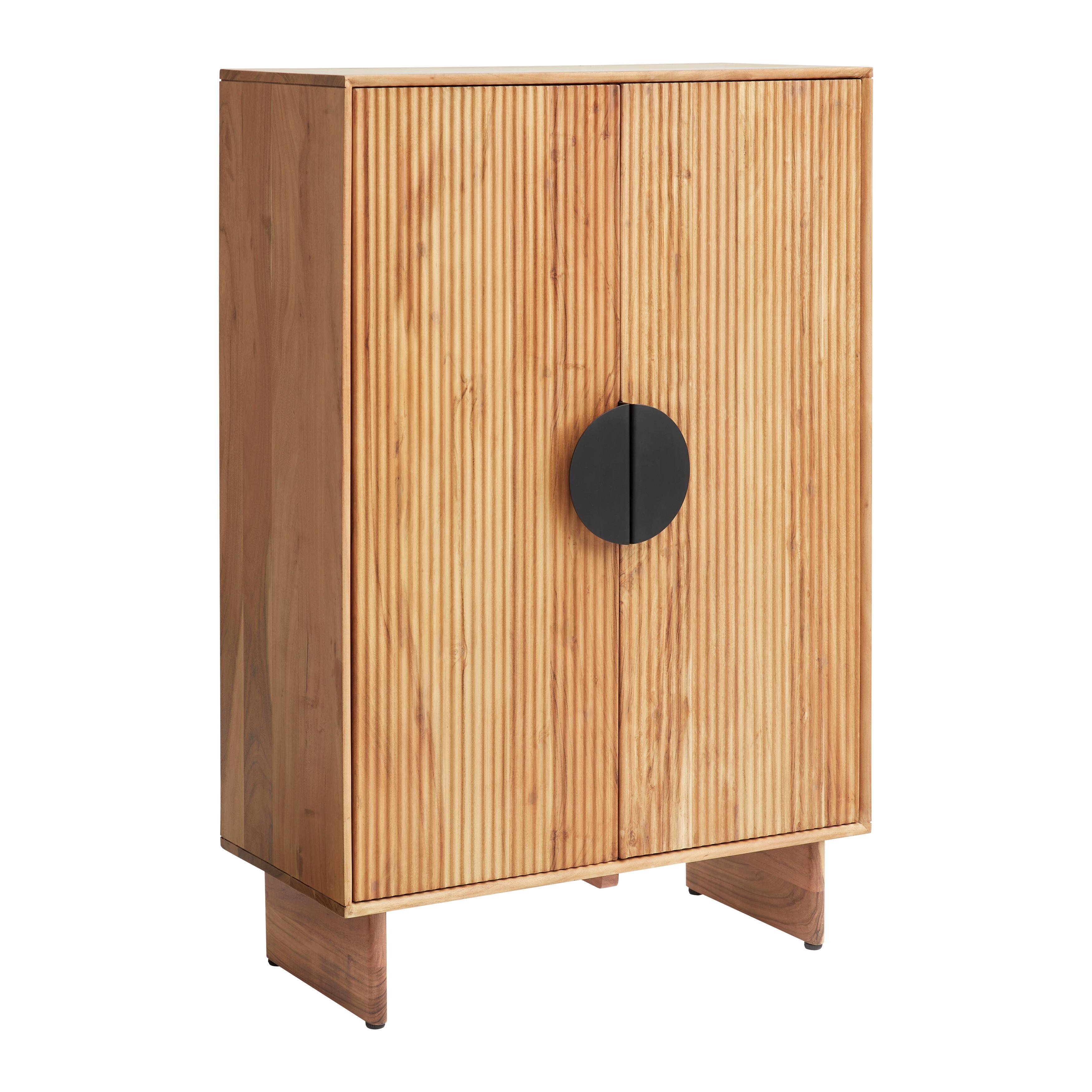Vysoká komoda ROSY, akácia - čierna/farba akácie, Lifestyle, kov/drevo (80/120/38cm) - Premium Living