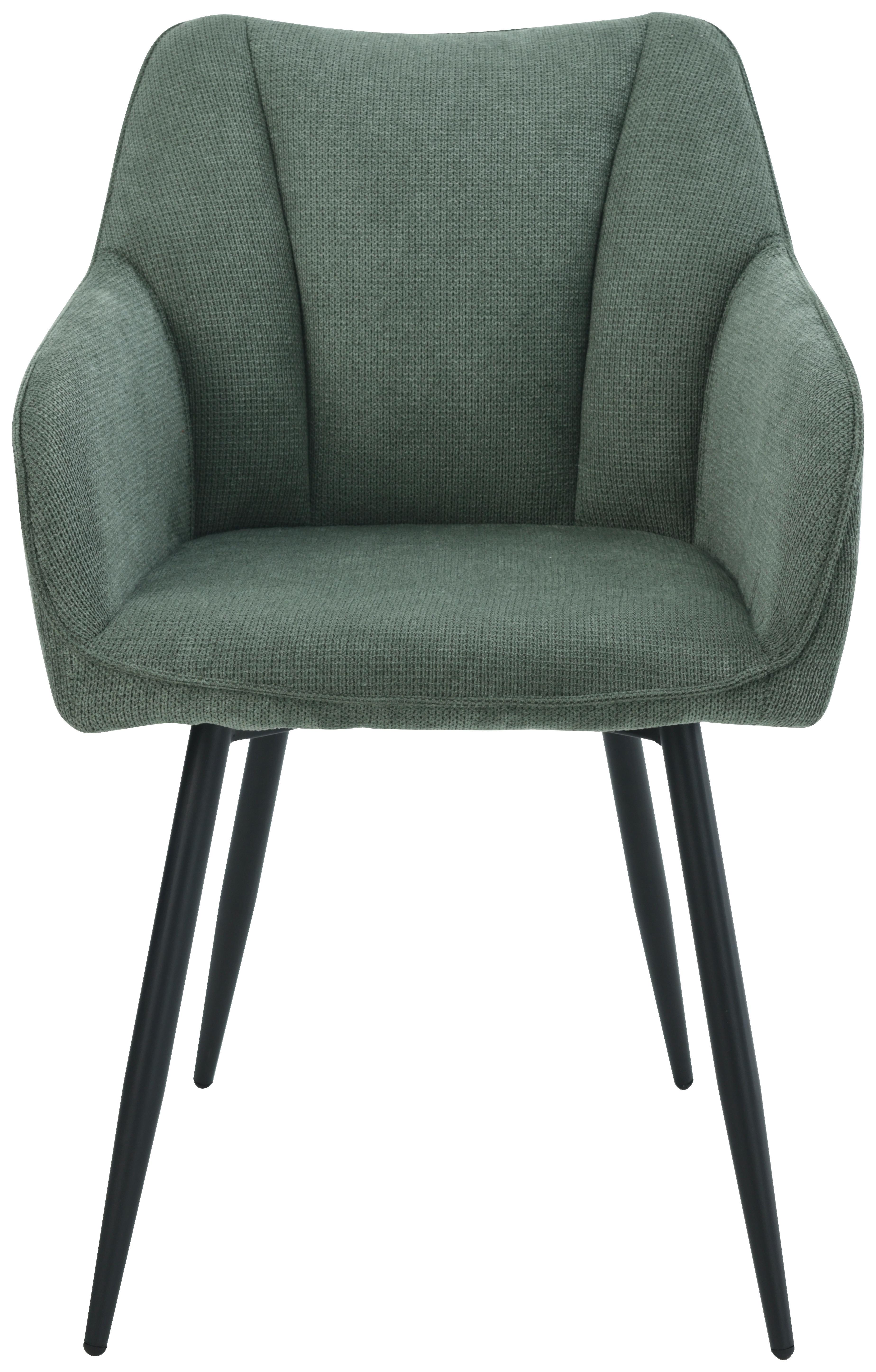 Armlehnstuhl Caro Grün Gepolstert - Schwarz/Grün, KONVENTIONELL, Holz/Textil (55/83/61cm) - Nedis SmartLife
