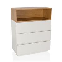 Kommode Melmo K Weiß/eichefarben B: 80 Cm - Eichefarben/Weiß, MODERN, Holzwerkstoff (80/100/40cm) - MID.YOU