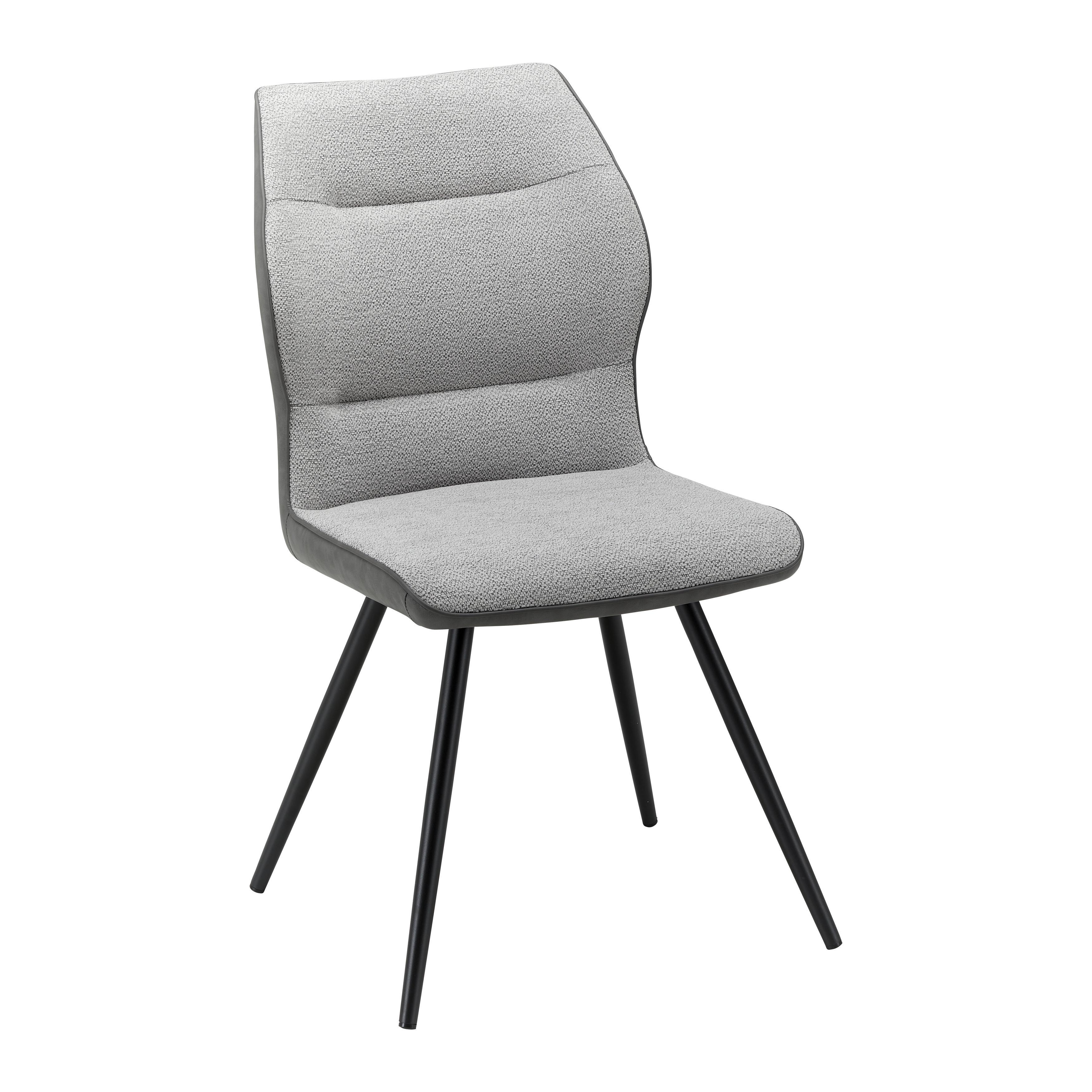 Jídelní židle Eva šedá - šedá/černá, Moderní, kov/dřevo (49/91/59cm) - Bessagi Home