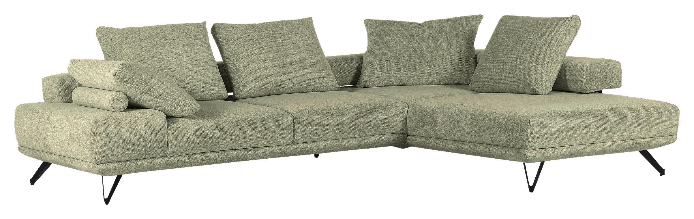 Ecksofa Bolzano - Schwarz/Grün, KONVENTIONELL, Textil (310/240cm) - MID.YOU