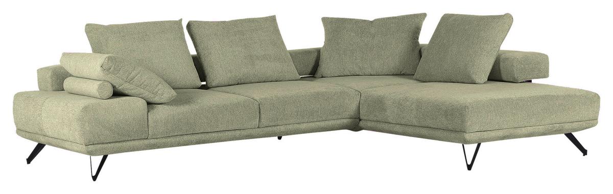 Ecksofa Bolzano - Schwarz/Grün, KONVENTIONELL, Textil (310/240cm) - MID.YOU