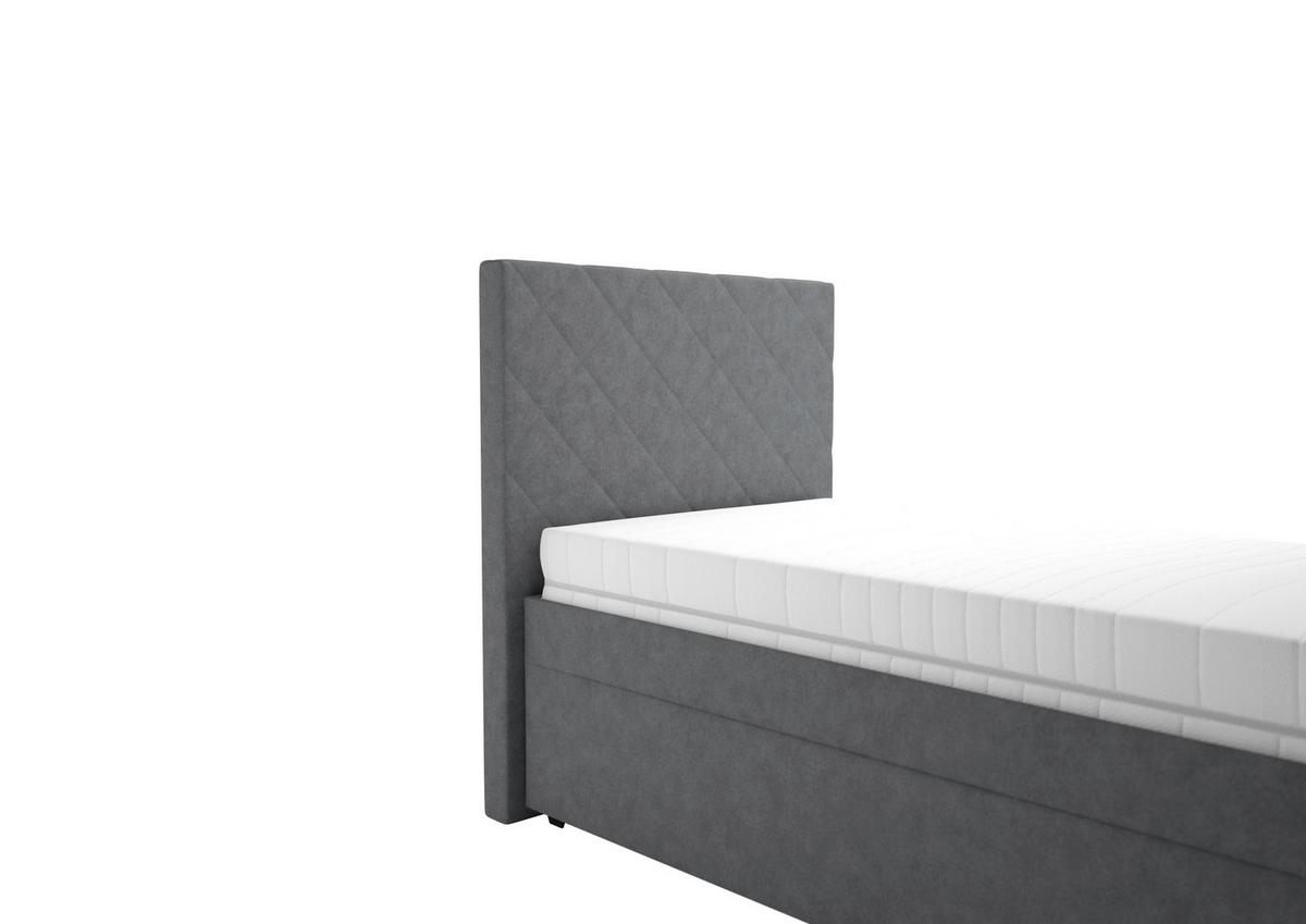 Čalouněná postel KLARA 90/200cm, tmavě šedá - tmavě šedá/barvy chromu, Moderní, dřevo/textil (90cm)
