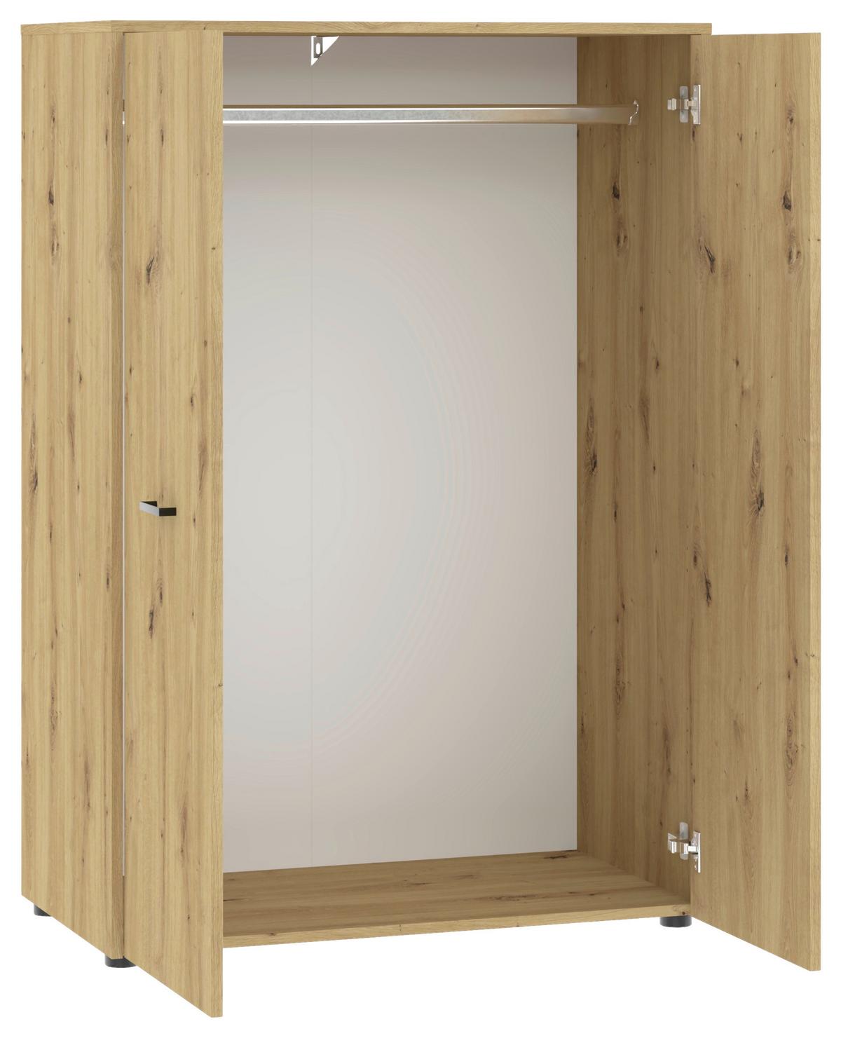 Drehtürschrank Kivo Eiche Artisan Dekor, B: 90 Cm - Eiche Artisan, Basics, Holzwerkstoff (90/129,8/52,1cm)