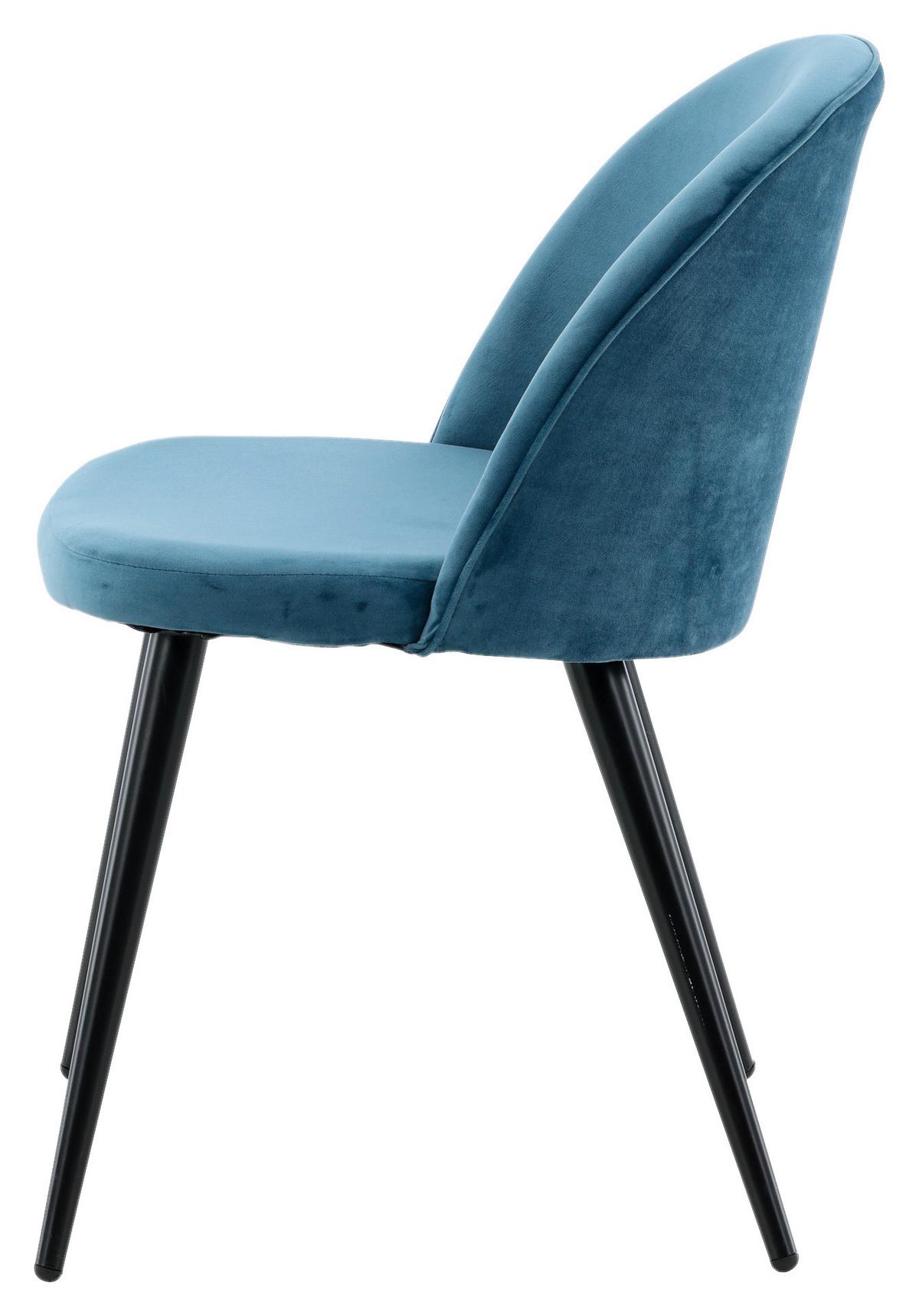 Stuhl-Set Velvet Schwarz/Blau B: 57 cm - Blau/Schwarz, Design, Textil/Metall (57/76.5/50cm) - Livetastic
