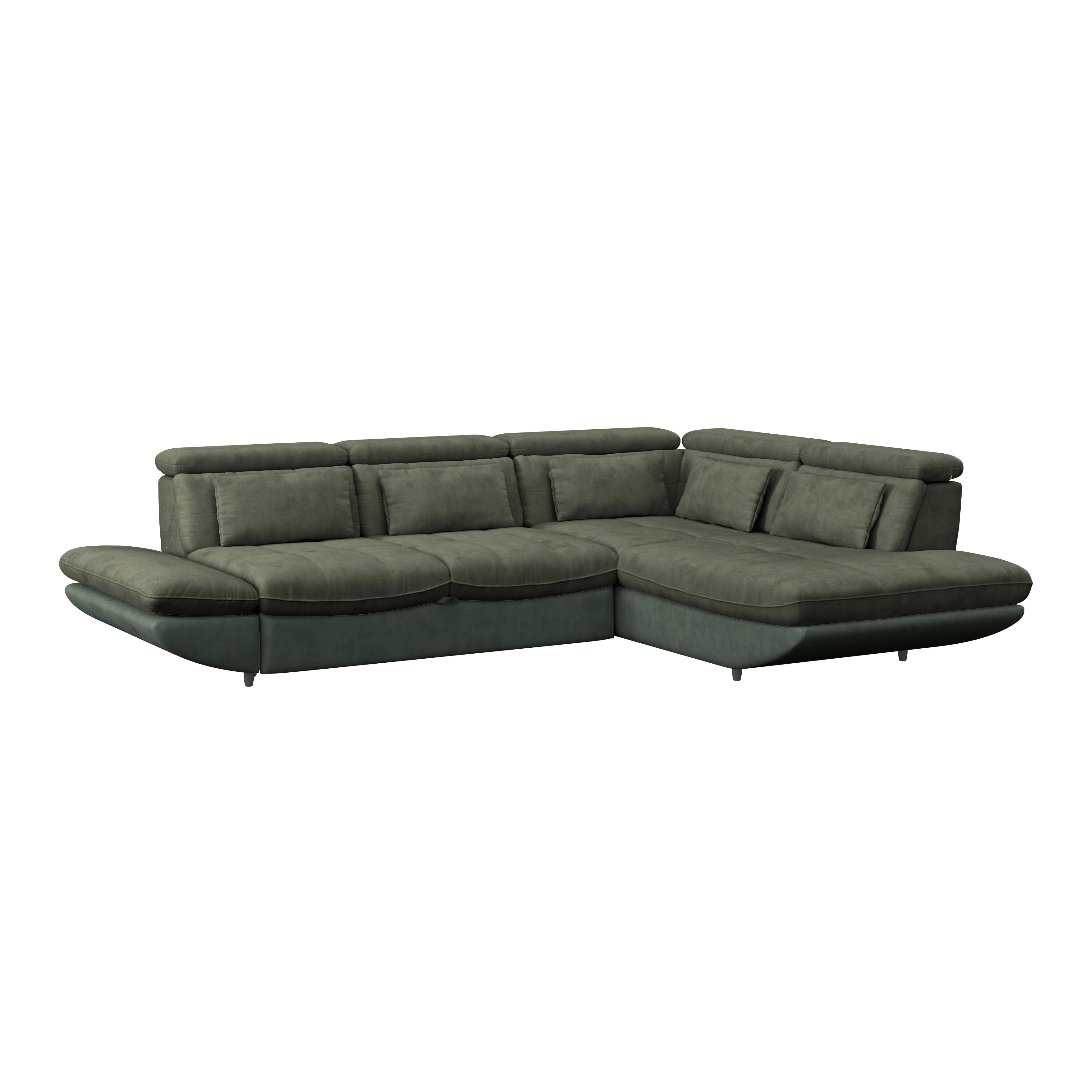 Ecksofa mit Schlaffunktion Park Hell-/Dunkelgrün - Dunkelgrün/Schwarz, MODERN, Textil (233/311cm) - Luca Bessoni